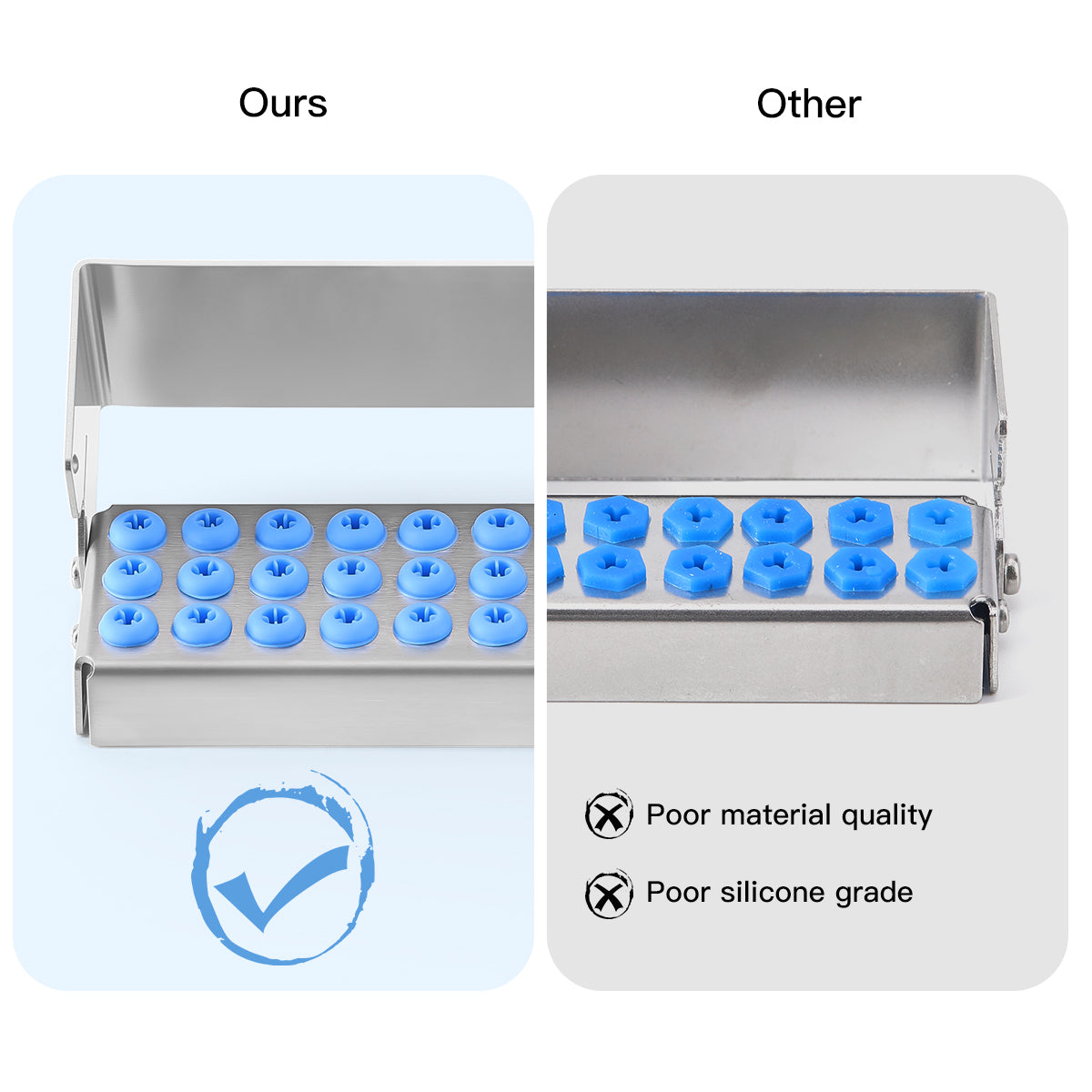 Dental Burs Holder Block Stainless Steel Disinfection Box 30 Holes
