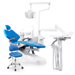 Dental Chair Unit Computer Controlled PU Hard Leather with Dentist Stool Dark Blue - pairaydental.com