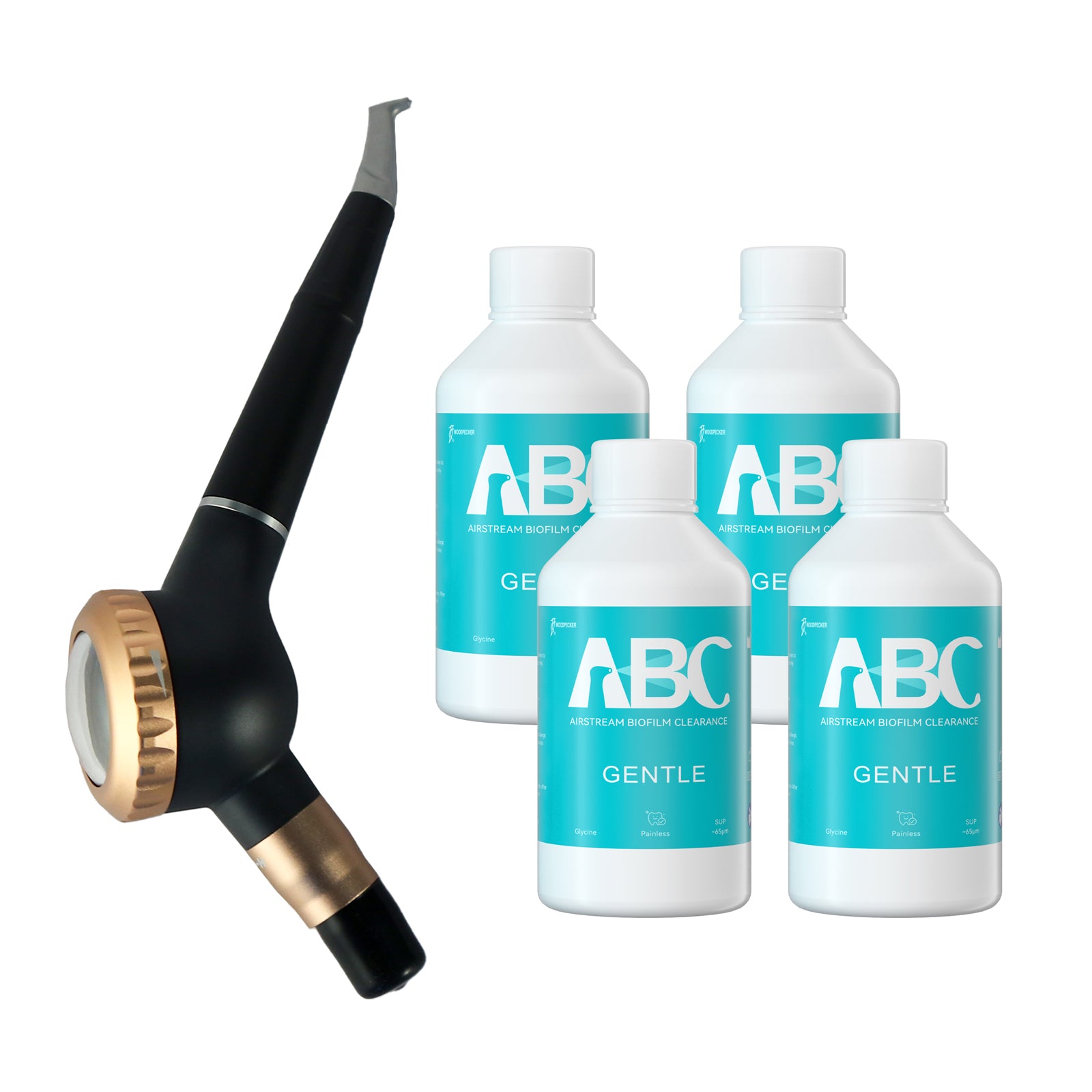 Woodpecker Dental AP-H Air Polisher 4 Hole with 1 Handpiece for Supragingival Scaling + Prophylaxis Powder #GENTLE 4 Bottles/Unit - pairaydental.com