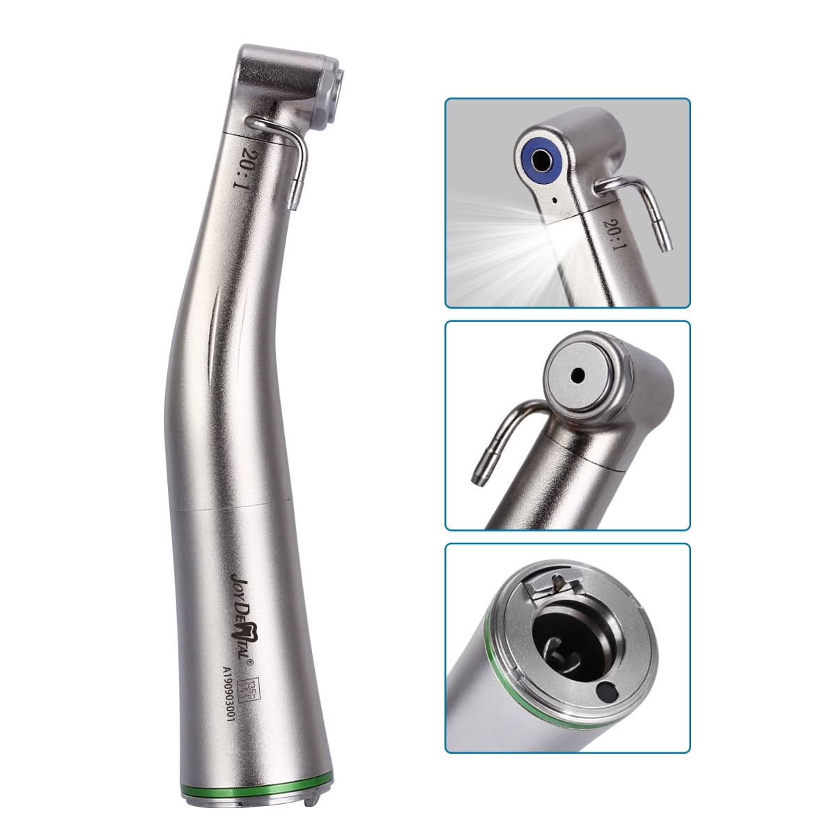 20:1 Implant Contra Angle Handpiece LED Fiber Optic Push Button - pairaydental.com