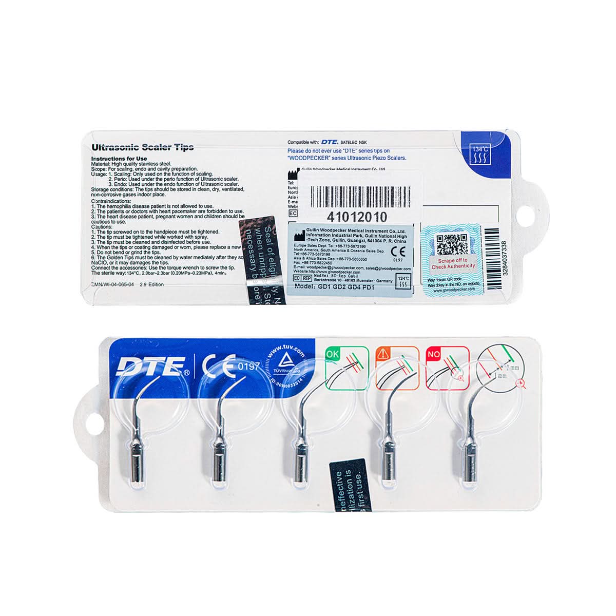 Woodpecker Ultrasonic Scaler Tips for DTE D1 Series 5pcs/Set - pairaydental.com