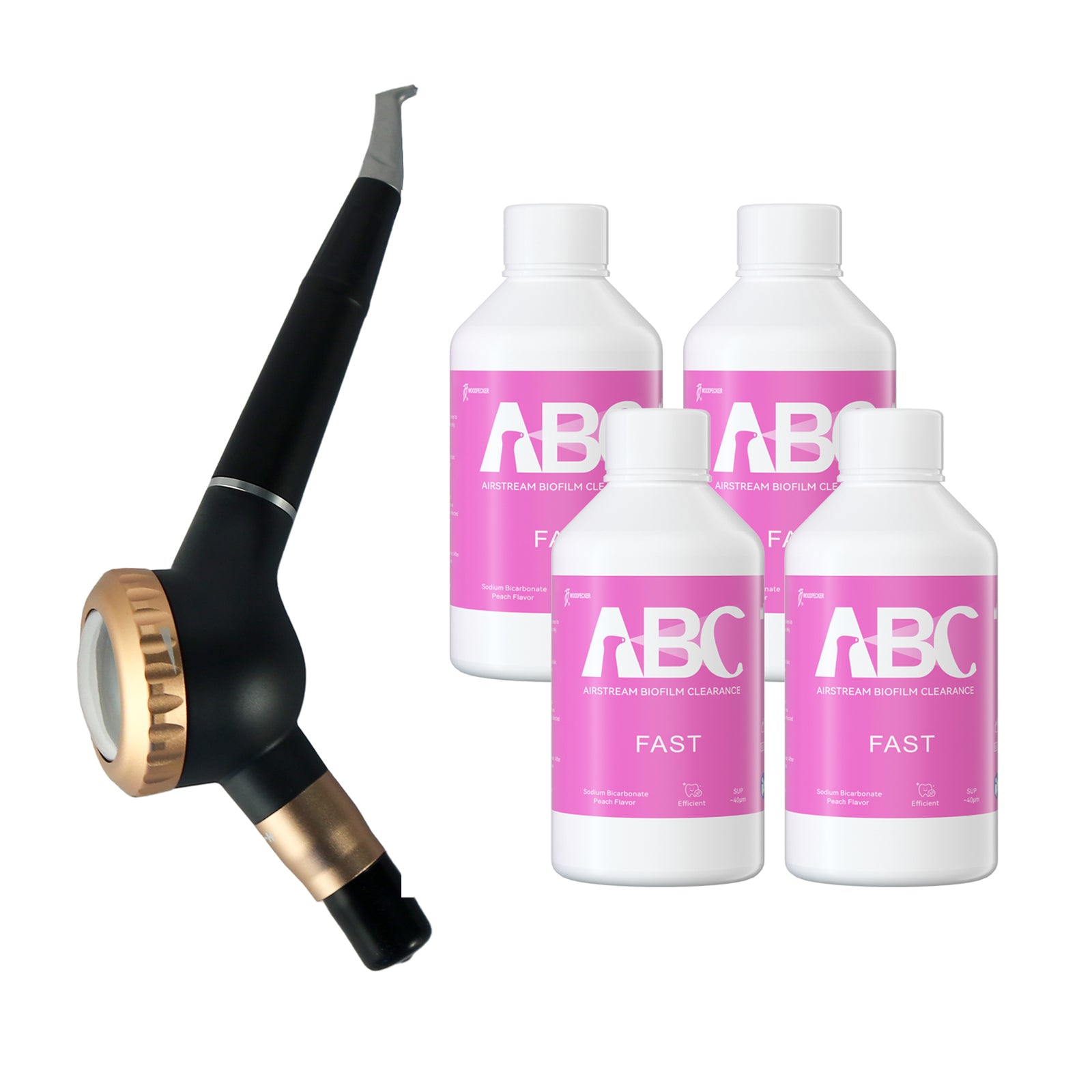 Woodpecker Dental AP-H Air Polisher 4 Hole with 1 Handpiece for Supragingival Scaling + Prophylaxis Powder #FAST 4 Bottles/Unit - pairaydental.com