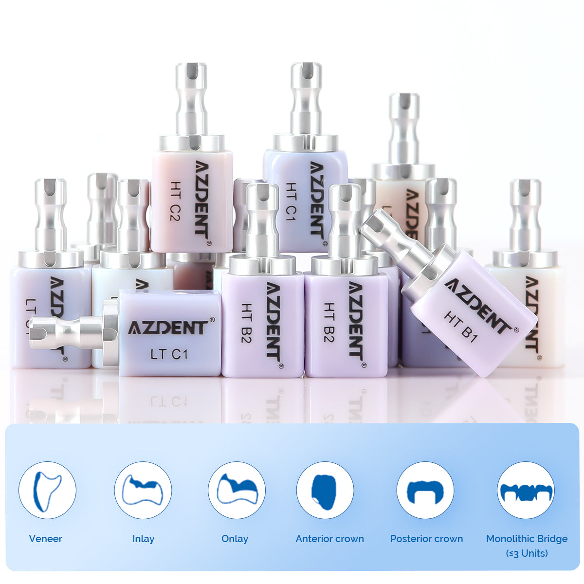 Dental Lab CAD/CAM Lithium Disilicate Glass-Ceramic Block Cerec Emax LT/HT 5pcs/Box