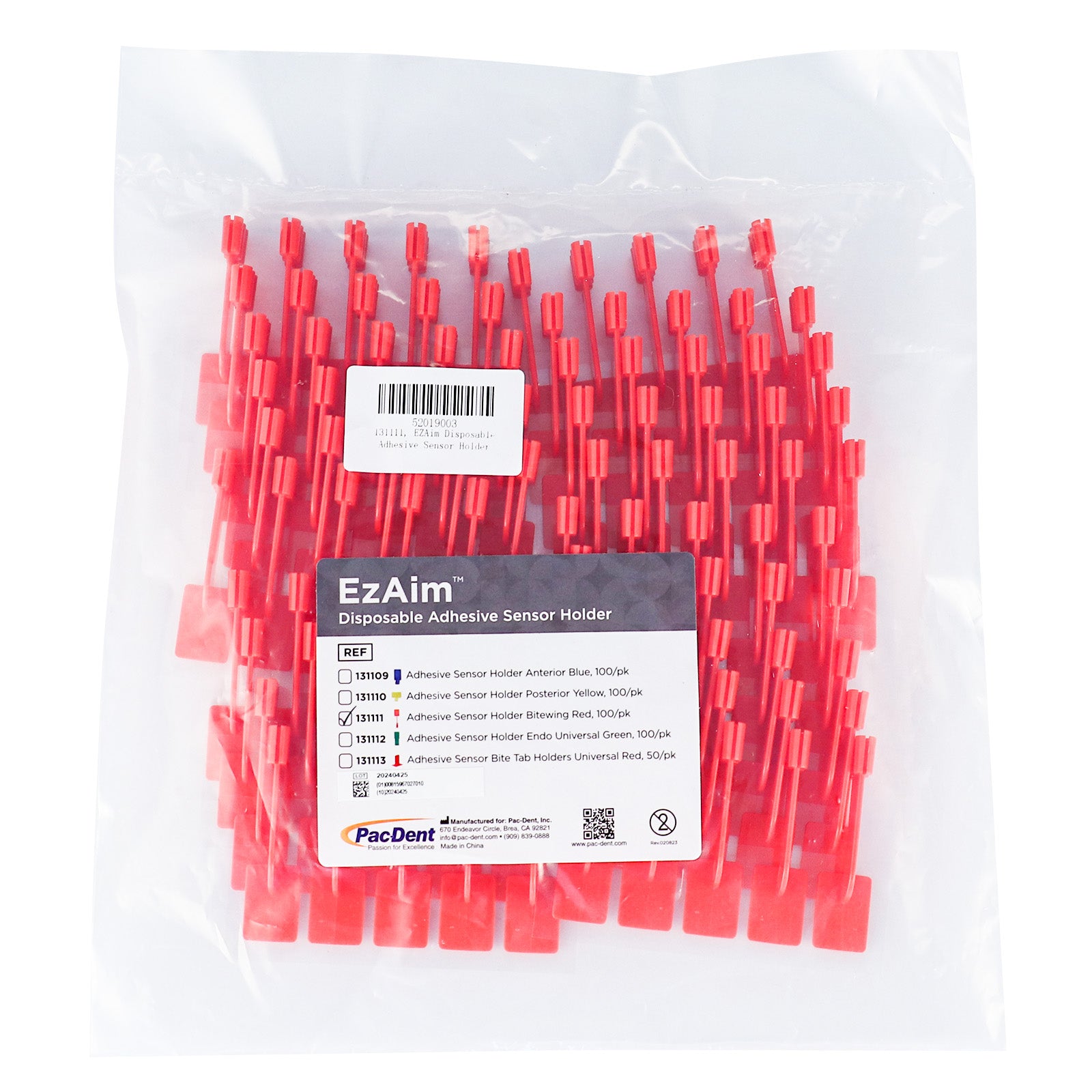 EZAim Disposable Adhesive Sensor Holder Red Bitewing Tab 100pcs/Pack - pairaydental.com