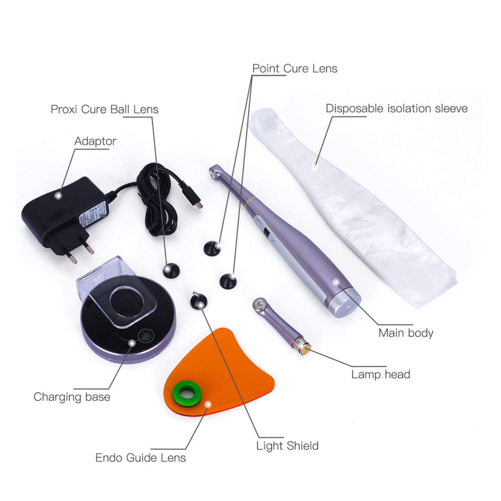 VAFU LED Curing Light Cordless 1 Sec Cure Wide Specturm Metal Body OLED Screen With Caries Detector Light Meter 3200mW/cm²