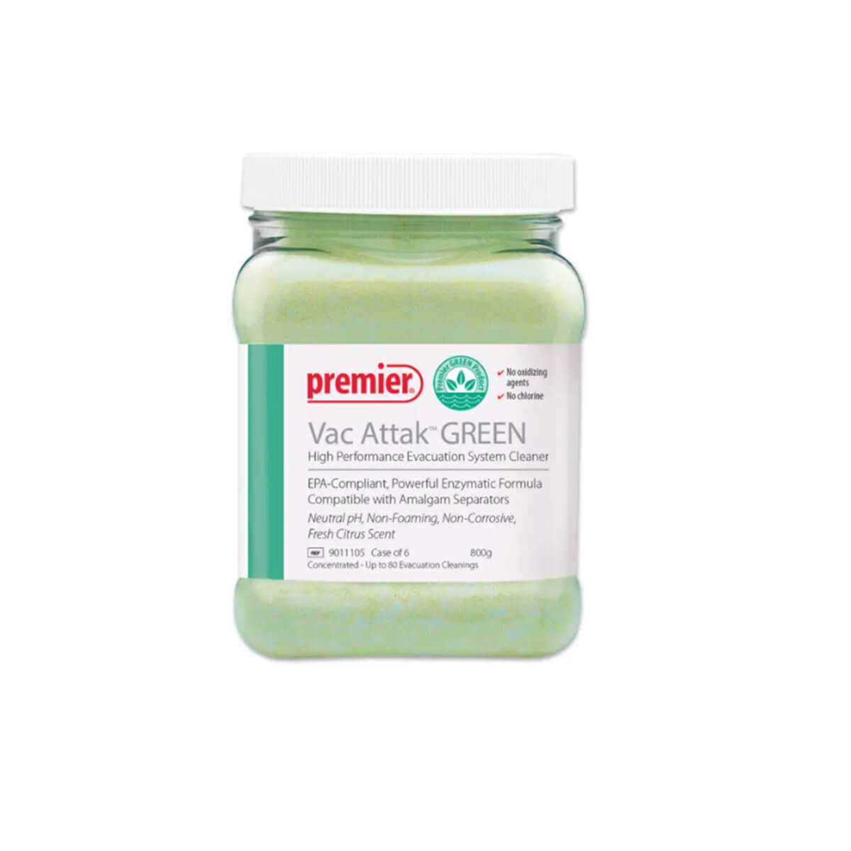 Premier Dental Vac Attak Green Evacuation System Cleaner 800g - pairaydental.com