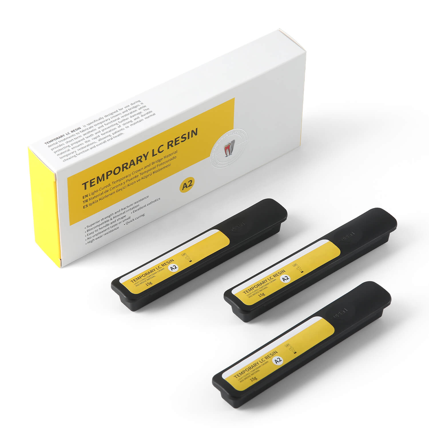 Dental Temporary Crown and Bridge Resin Light Cured Resin Material Shade A2 15g*3/Pack - pairaydental.com