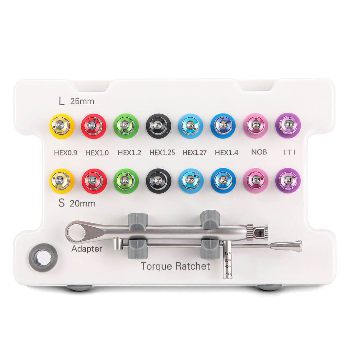 Dental Color Implant Restoration Tool Kit 16pcs Drivers With Torque Wrench 15-70Ncm - pairaydental.com