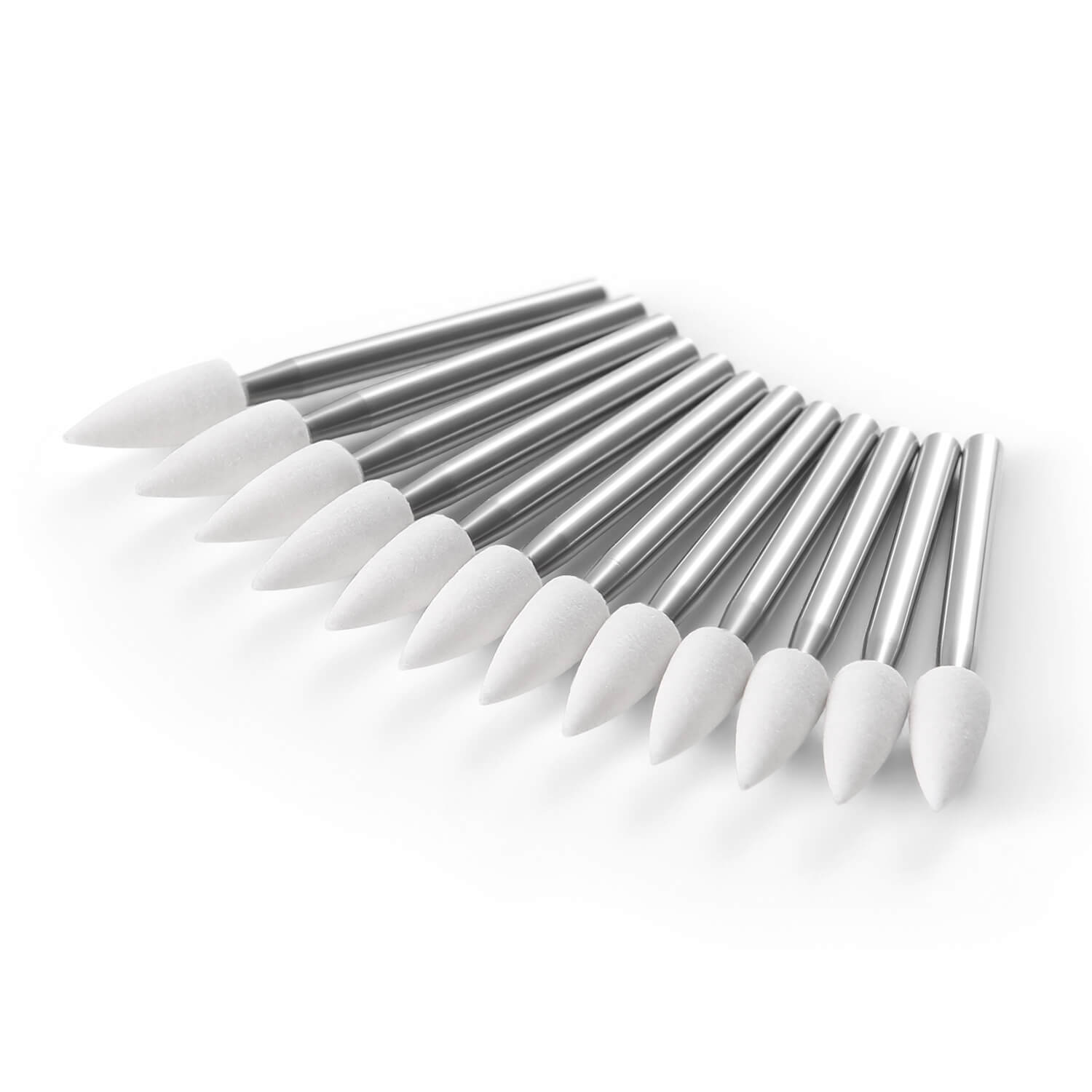 Dental White Stone Polishing FG Burs Flame Shape 12pcs/Box - pairaydental.com