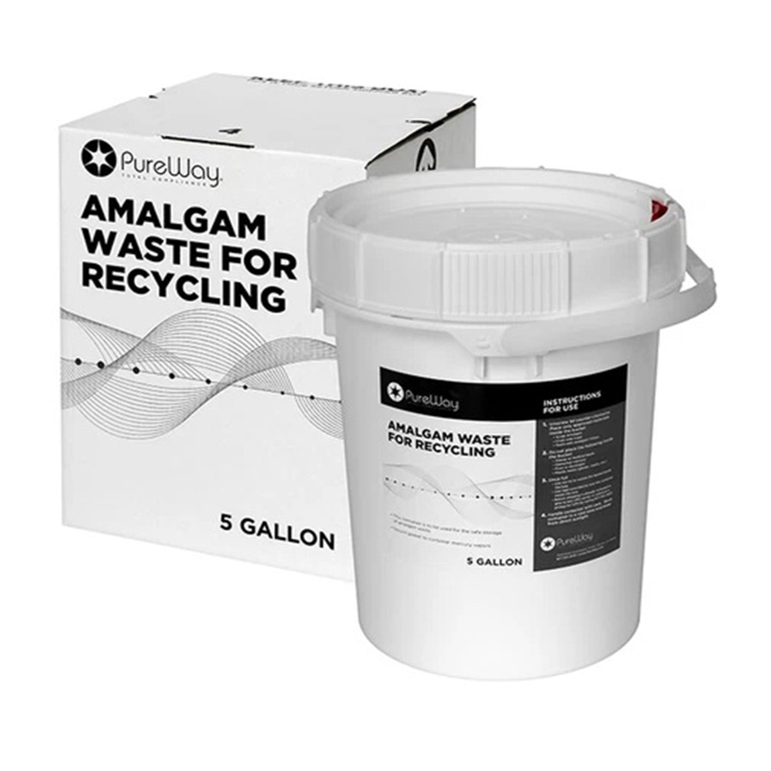 PureWay Amalgam Waste Recycling System Bucket Container 1.25 Gallon & 2.5 Gallon & 5 Gallon - pairaydental.com