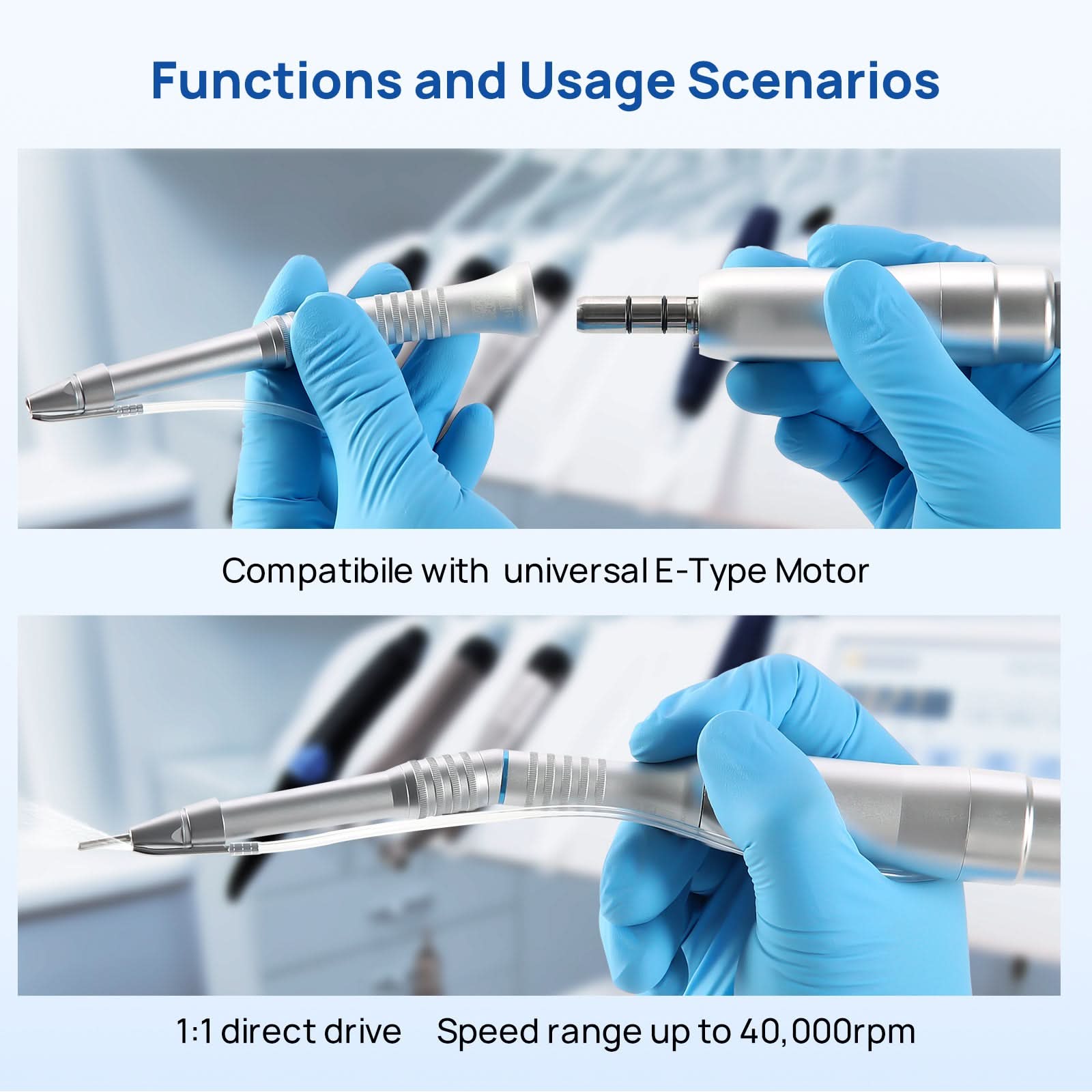 COXO Dental 1:1 Low Speed Handpiece 20° Straight Head External Water Spray - pairaydental.com