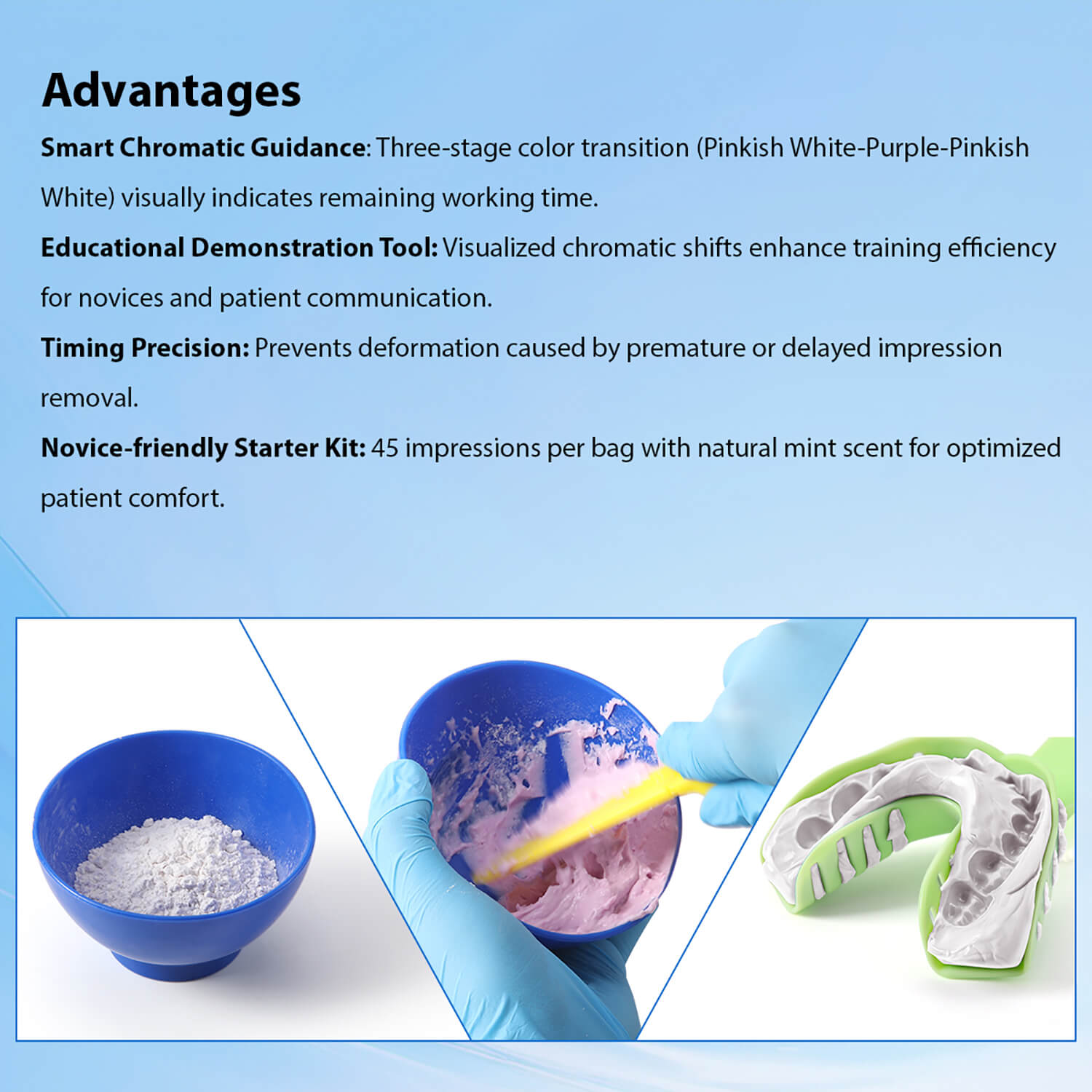 Dental Fast Set Dust-Free Mint Alginate Impression Material Normal/Chromatic/High Precision - pairaydental.com