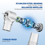 COXO CX207-2 Shadowless LED High Speed Air Turbine Handpiece with Generator Torque Head 4 Holes Coupler #H75-TP4 - pairaydental.com