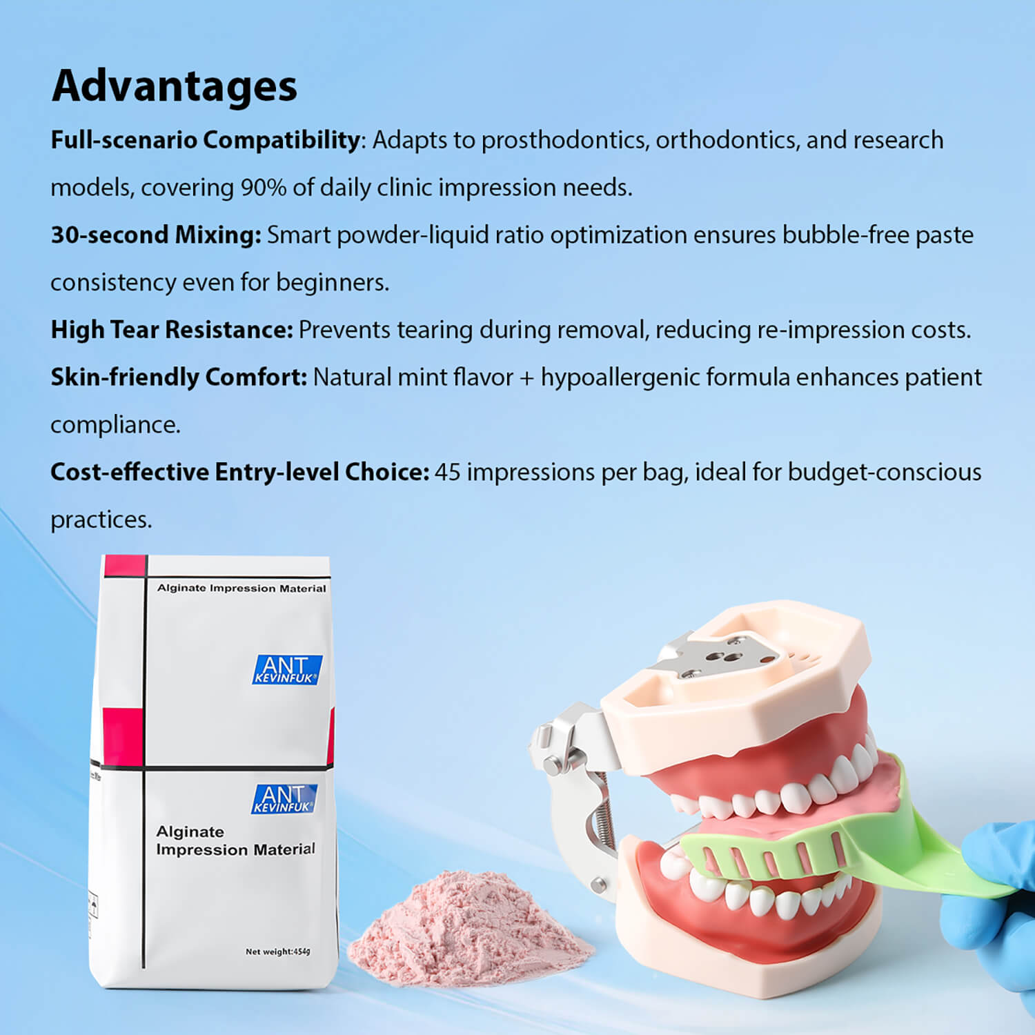 Dental Fast Set Dust-Free Mint Alginate Impression Material Normal/Chromatic/High Precision - pairaydental.com