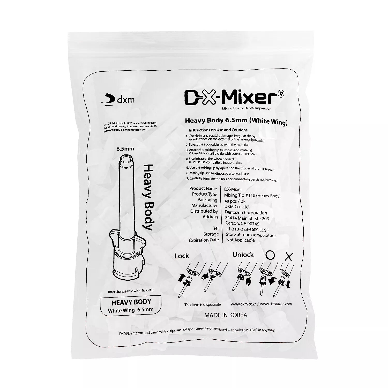 DX-Mixer Disposable Dental HP Impression Mixing Tips Heavy Body 6.5mm 1:1 Ratio 48pcs/Pack - pairaydental.com