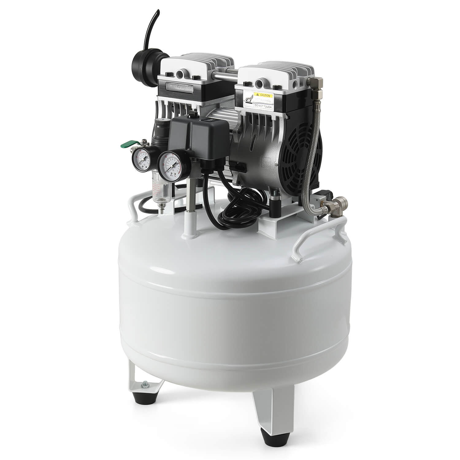 Dental Noiseless Oil-Free Air Compressor Plus Dual-Pressure Display 24L/40L for 1-2 Dental Chair - pairaydental.com