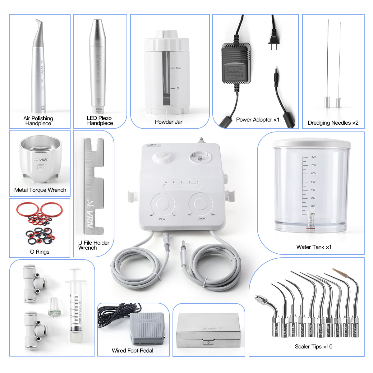 VRN DQ-40 Dental Ultrasonic Scaler Air Polisher Sandblasting Periodontal LED Handpiece