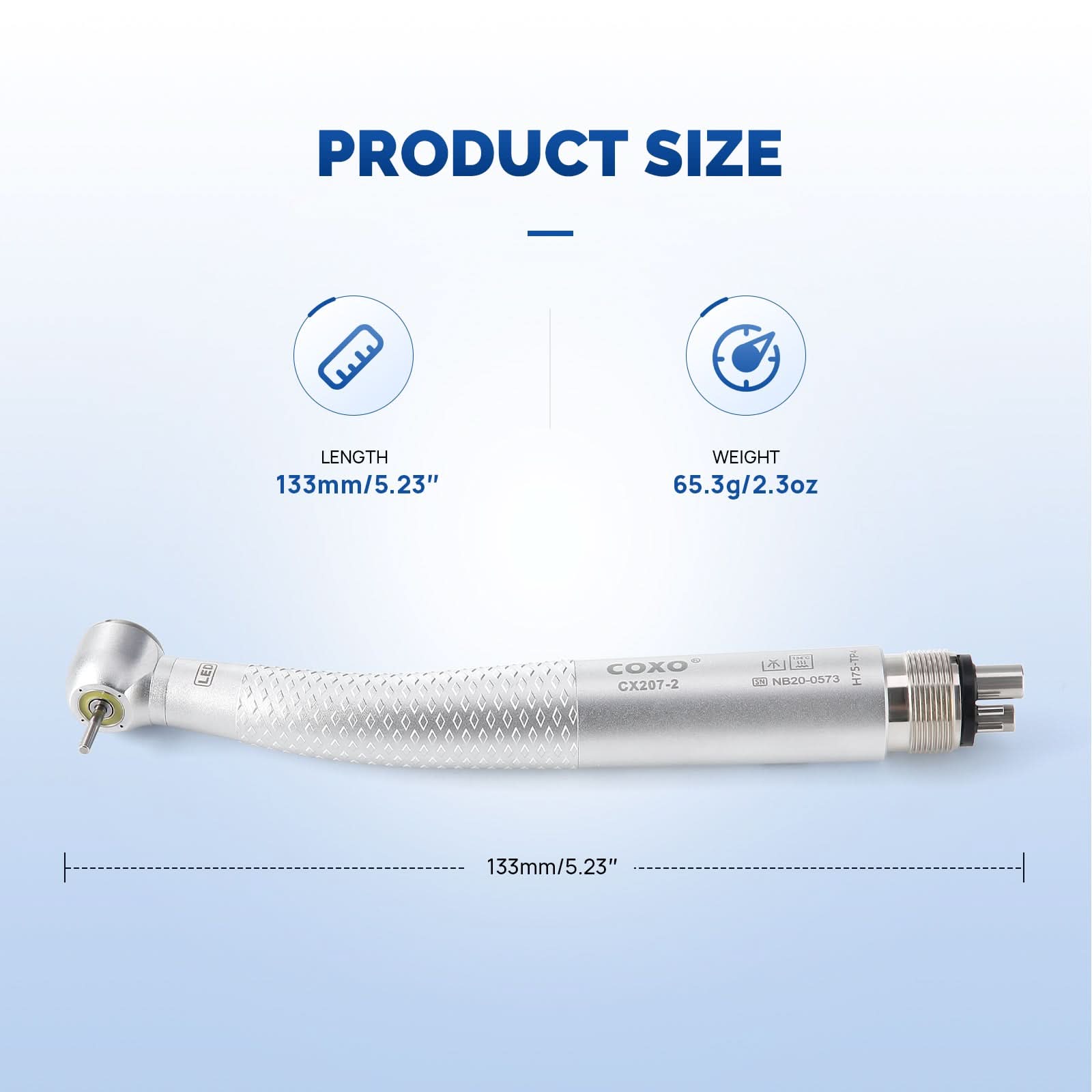COXO CX207-2 Shadowless LED High Speed Air Turbine Handpiece with Generator Torque Head 4 Holes Coupler #H75-TP4 - pairaydental.com