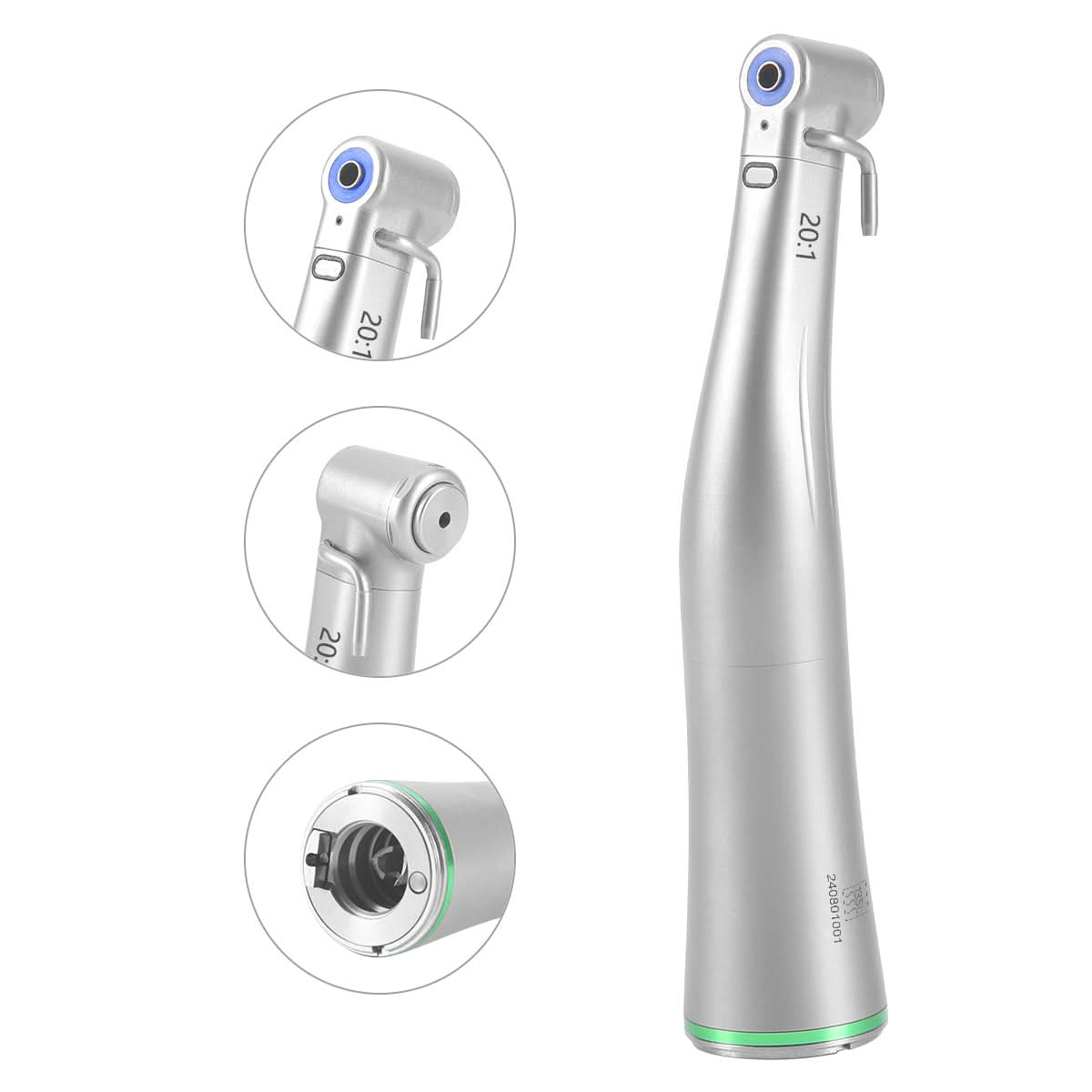 Dental 20:1 Implant Reduction Contra Angle Handpiece LED Fiber Optic Push Button - pairaydental.com