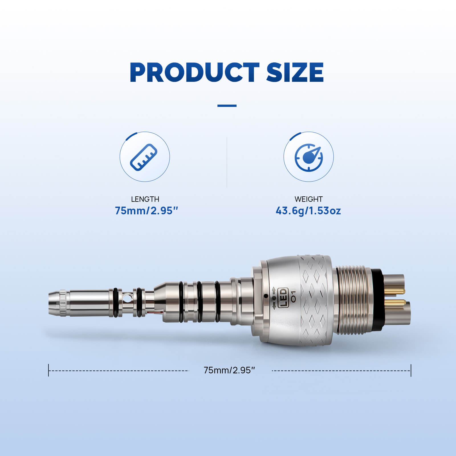 COXO CX207-G 45° Fiber Optic High Speed Air Turbine Handpiece & 6 Holes LED Quick Coupler