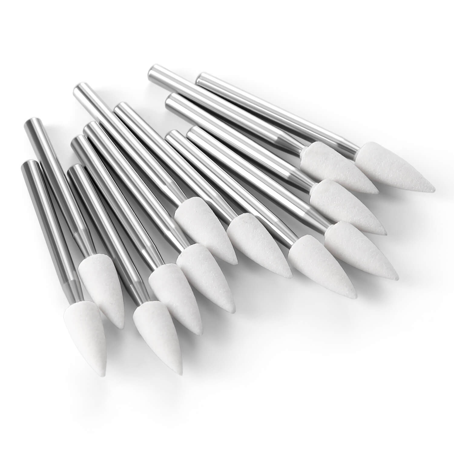 Dental White Stone Polishing FG Burs Flame Shape 12pcs/Box - pairaydental.com