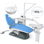 Dental Chair Unit Computer Controlled with Stool Sky Blue Hard Leather