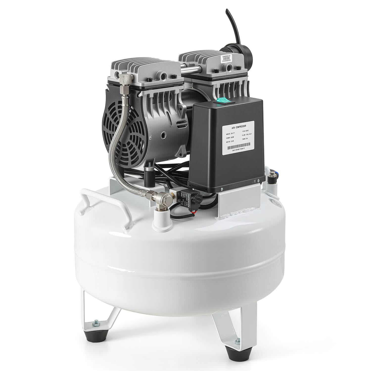 Dental Noiseless Oil-Free Air Compressor 24L/40L Single Pressure Gauge for 1-2 Dental Chair - pairaydental.com