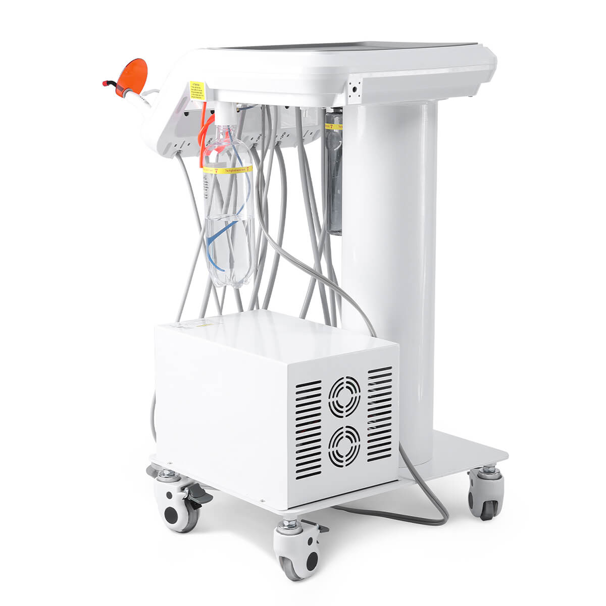 Dental Portable Delivery Unit Cart with Air Compressor Built-in Woodpecker Ultrasonic Scaler & Curing Light - pairaydental.com