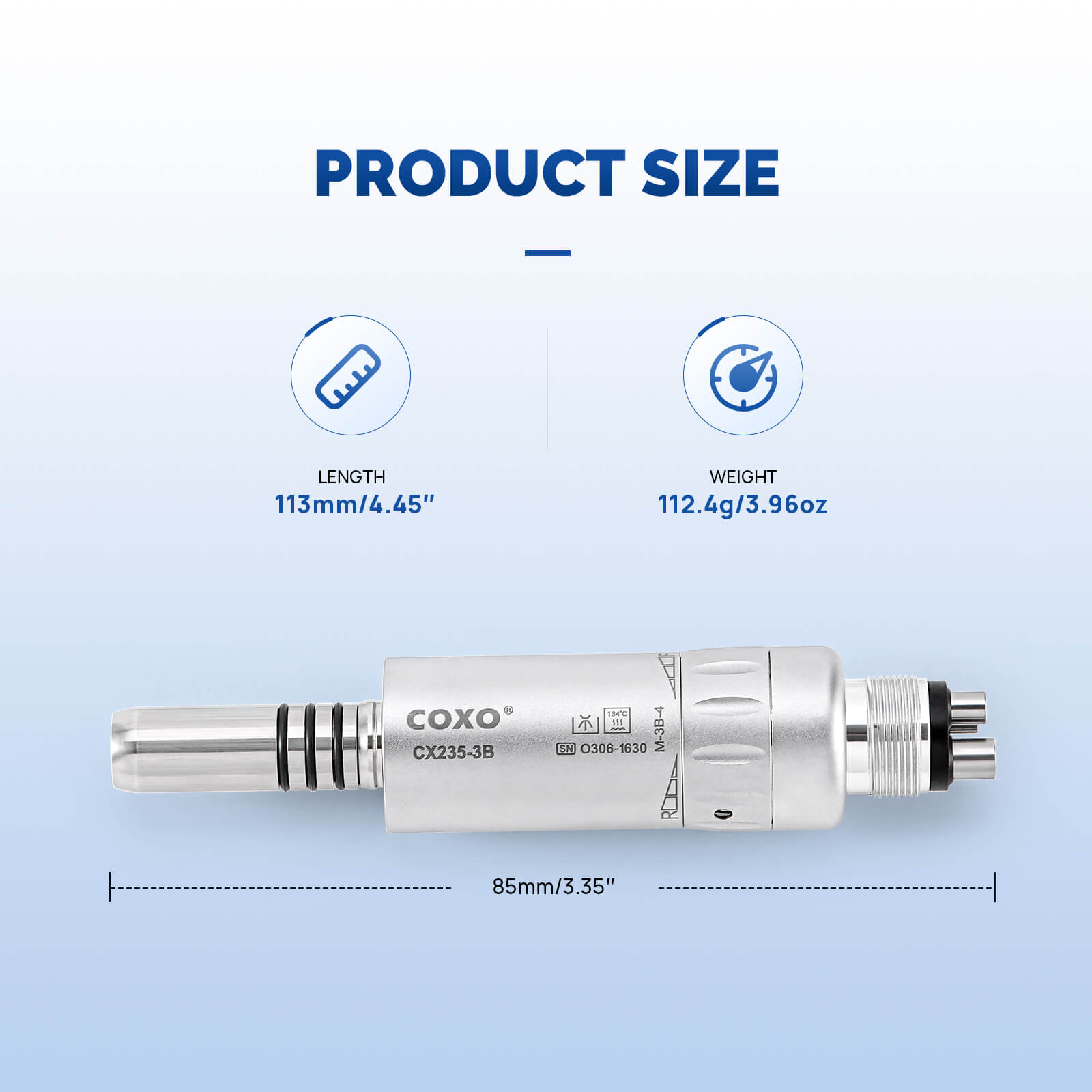 COXO Dental Low Speed Electric Handpiece 1:1 Contra Angle Straight Handpiece Air Motor 4 Holes