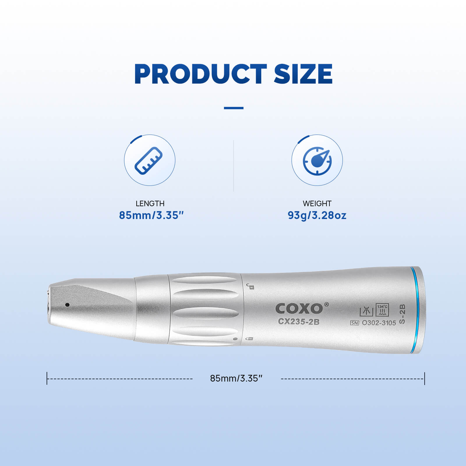 COXO Dental Low Speed Electric Handpiece 1:1 Contra Angle Straight Handpiece Air Motor 4 Holes
