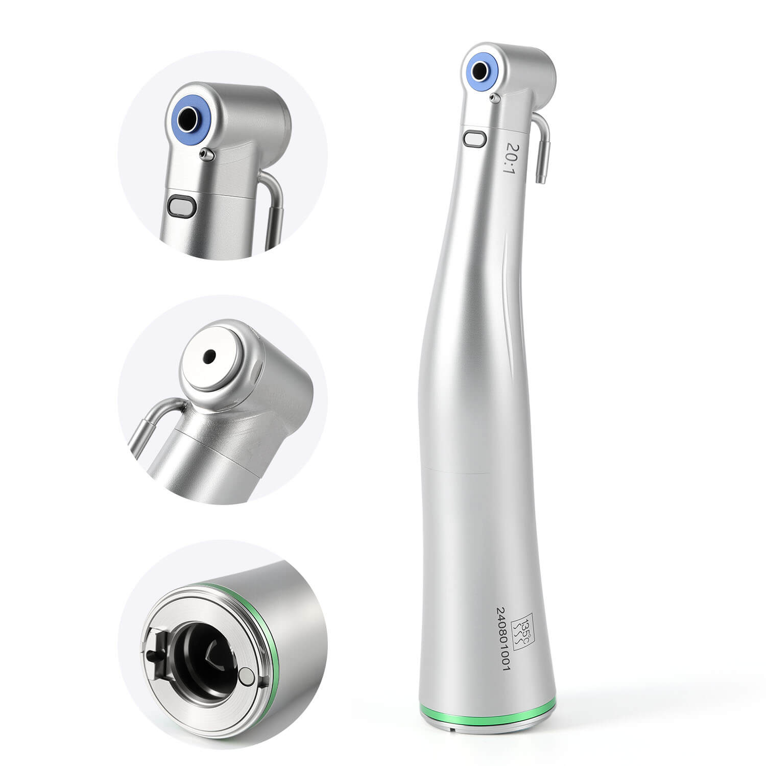 Dental 20:1 Implant Reduction Contra Angle Handpiece LED Fiber Optic Push Button - pairaydental.com