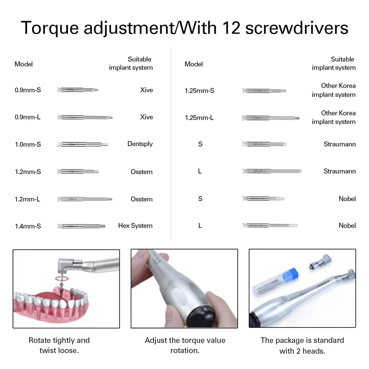 Universal Implant Torque Wrench Handpiece Kit with 2 Heads 12 Drivers - pairaydental.com