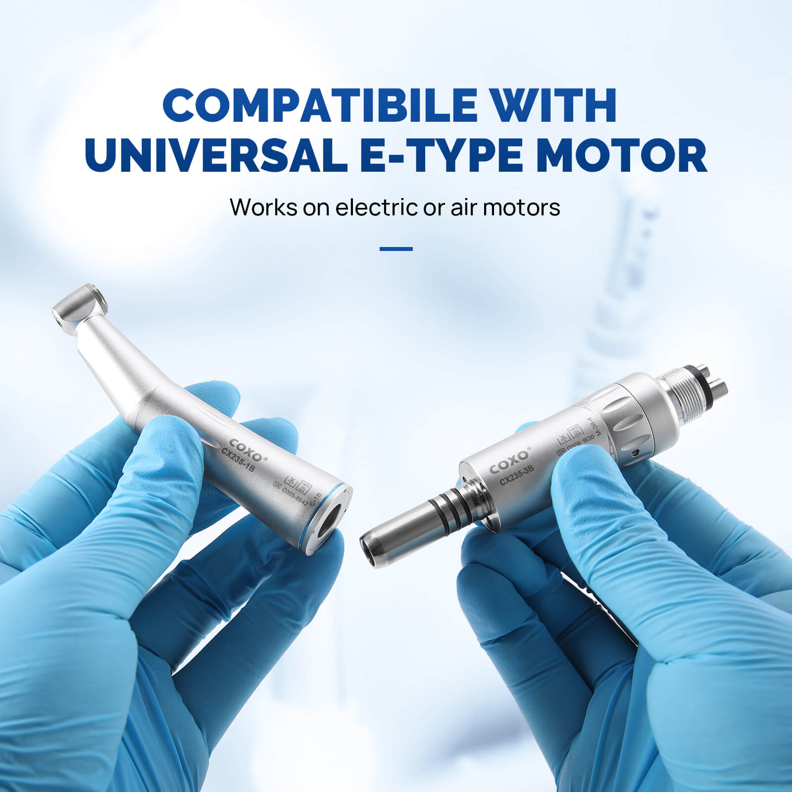 COXO Dental Low Speed Electric Handpiece 1:1 Contra Angle Straight Handpiece Air Motor 4 Holes