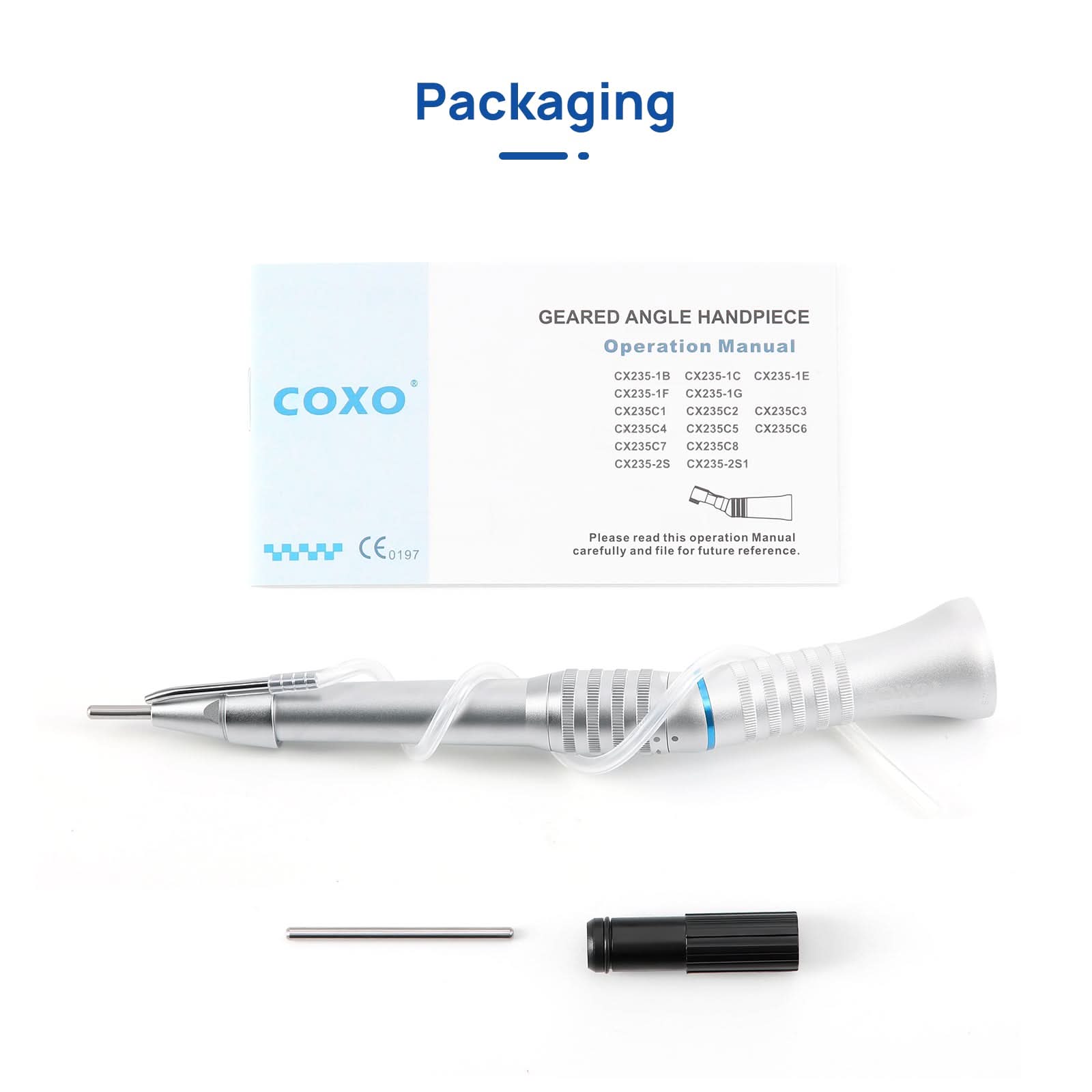 COXO Dental 1:1 Low Speed Handpiece 20° Straight Head External Water Spray - pairaydental.com