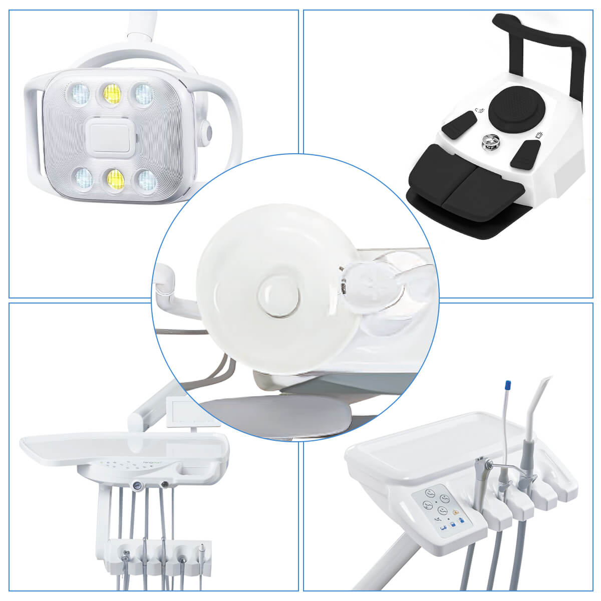 Dental Chair Unit Computer Controlled PU Hard Leather with Dentist Stool Dark Blue - pairaydental.com