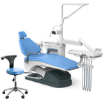 Dental Chair Unit Computer Controlled with Stool Sky Blue Hard Leather