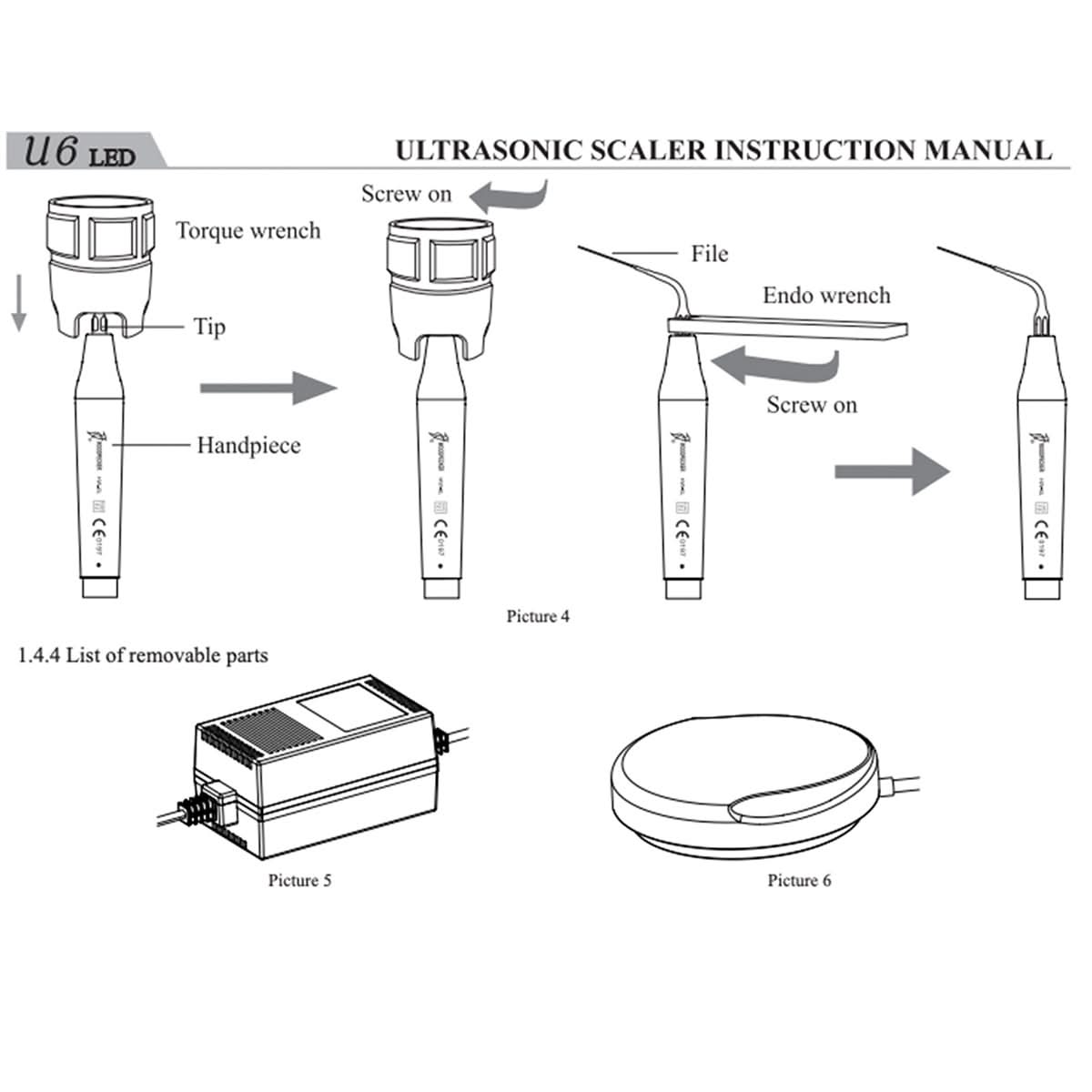 Woodpecker U6 LED Ultrasonic Scaler 7 Tips - pairaydental.com