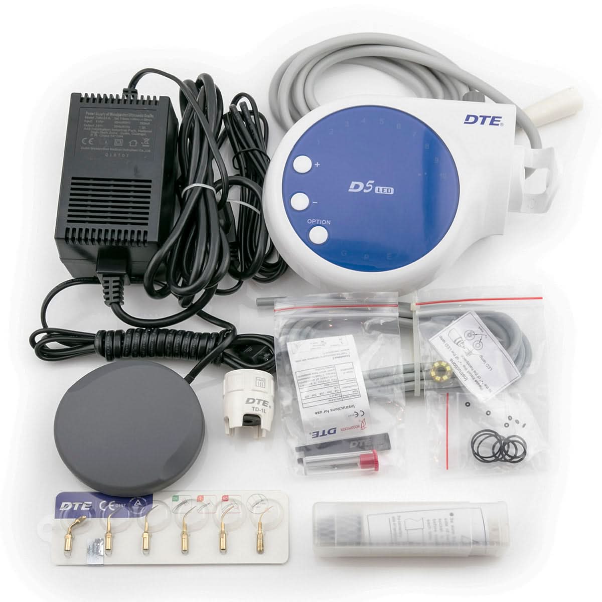 Woodpecker DTE D5 LED Ultrasonic Scaler 6 Tips Blue - pairaydental.com