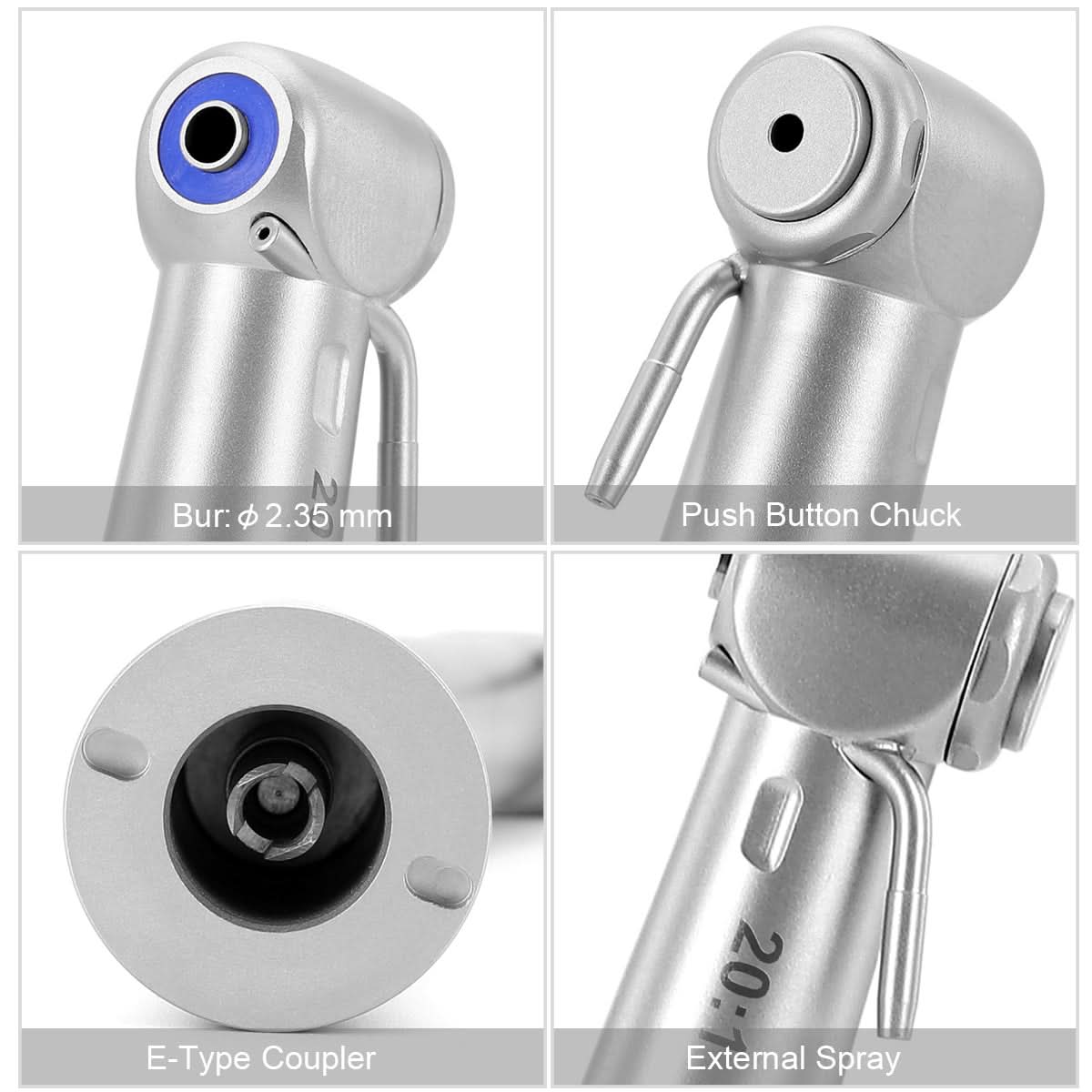 20:1 Implant Reduction Contra Angle Handpiece Push Button External Spray - pairaydental.com
