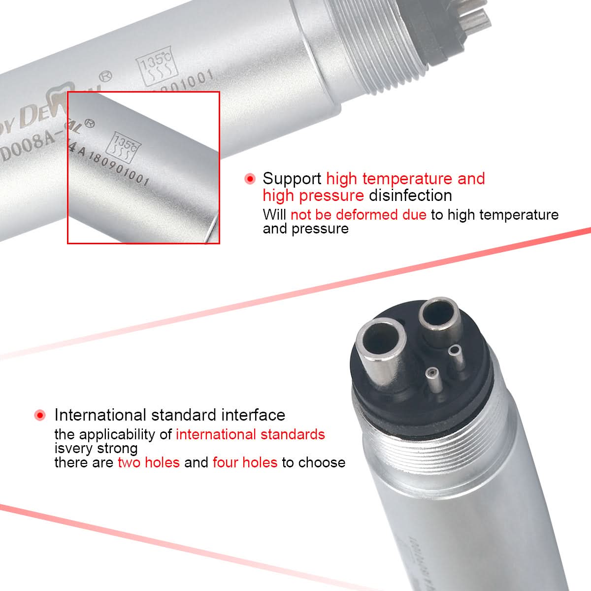4 Hole LED High Speed Handpiece Triple Water Spray Push Button - pairaydental.com