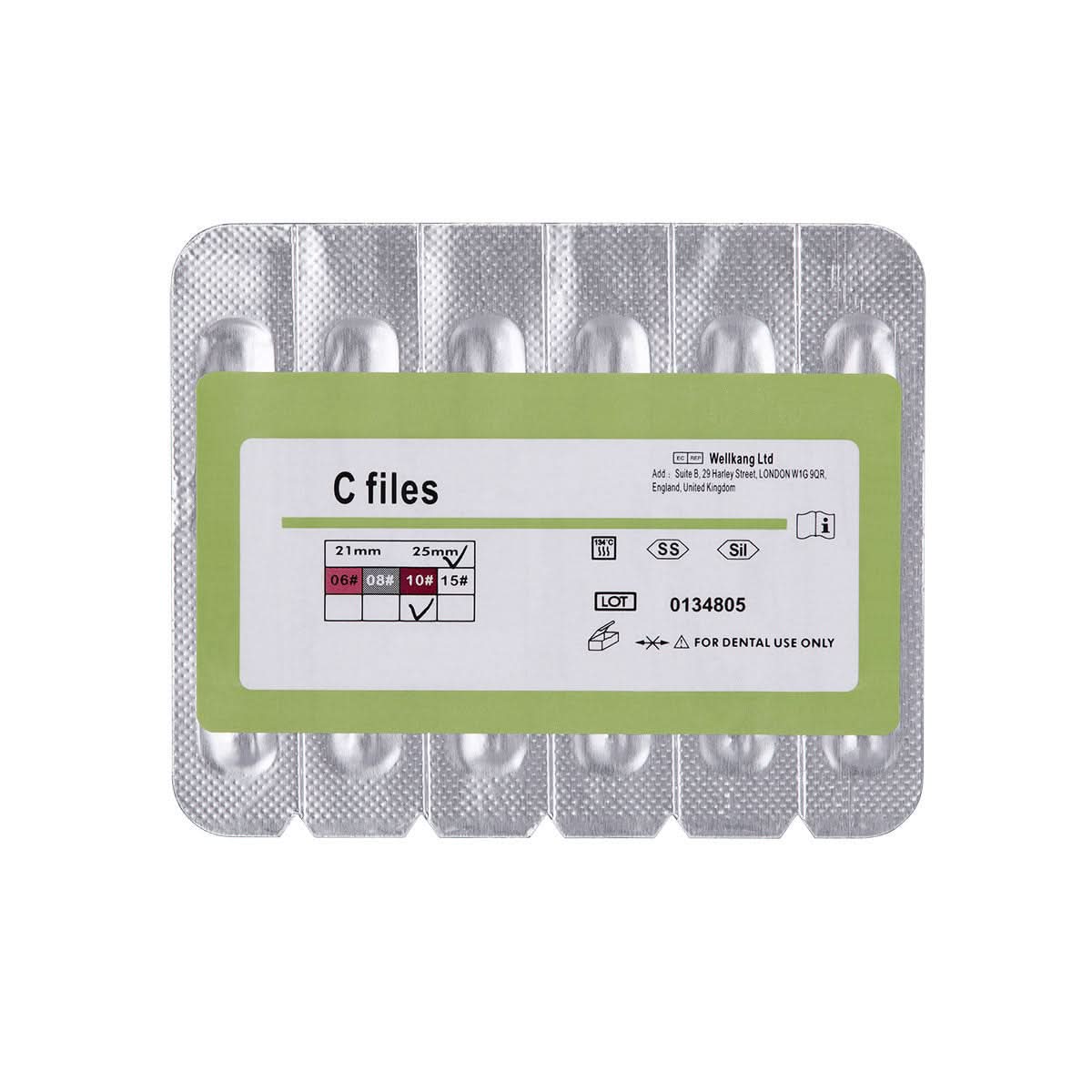 Endo File Package Endo C Files Hand Use Stainless Steel #10 25mm 6pcs/Pack