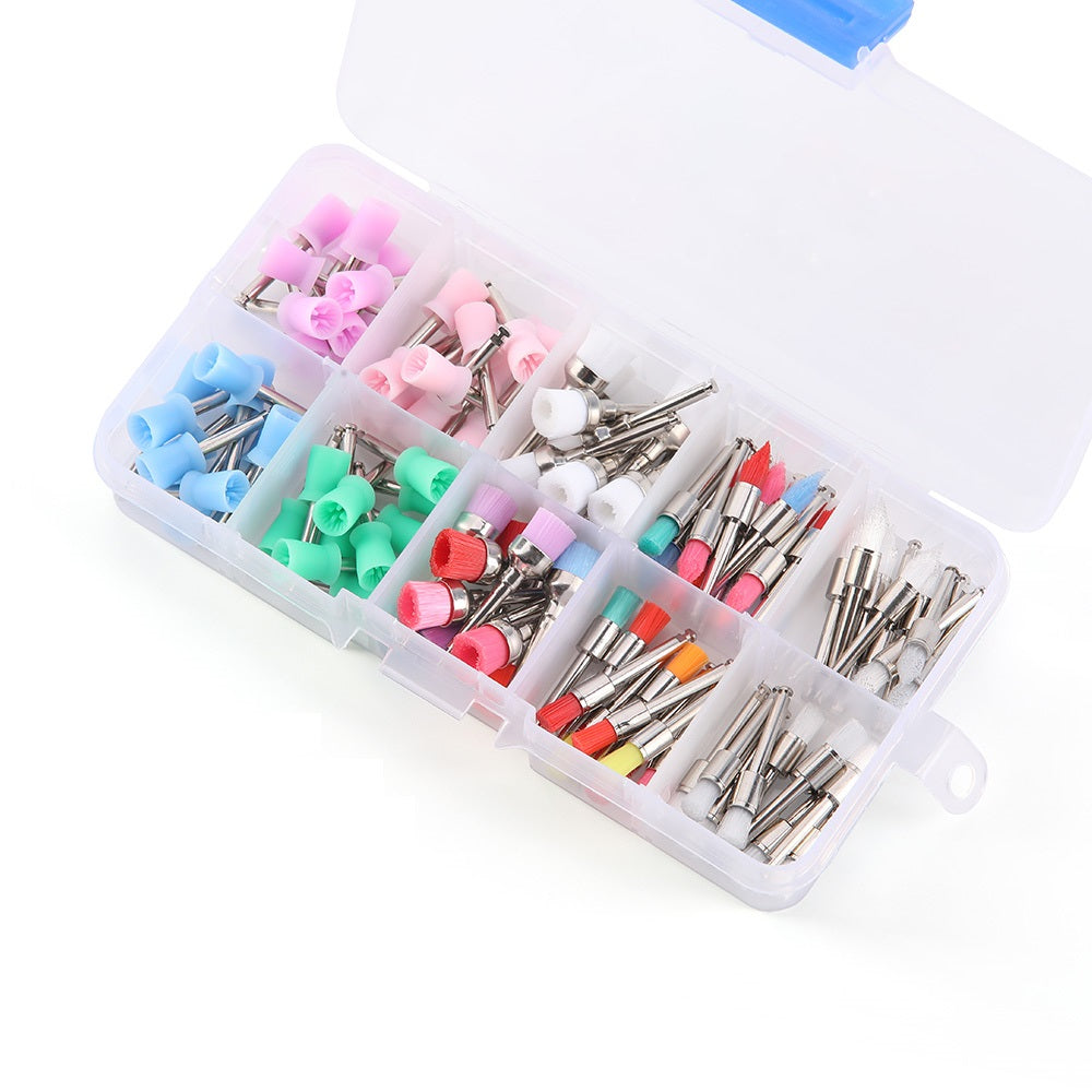 Dental Colorful Polishing Brush Cup Kits Nylon/Bristle/Silicone 100pcs/Box - pairaydental.com