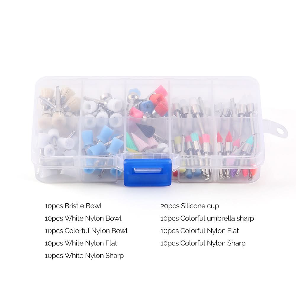 Dental Colorful Polishing Brush Cup Kits Nylon/Bristle/Silicone 100pcs/Box - pairaydental.com