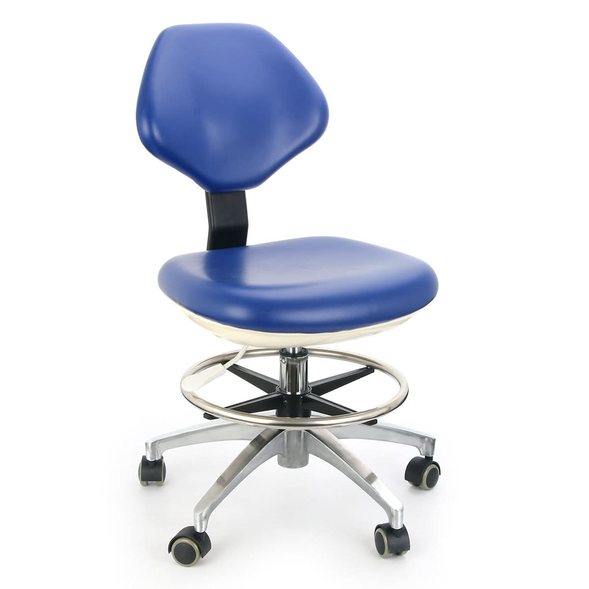 Dental Doctor Stool With Adjustable Seat And Backrest 360-Degree Rotated Blue Color - pairaydental.com