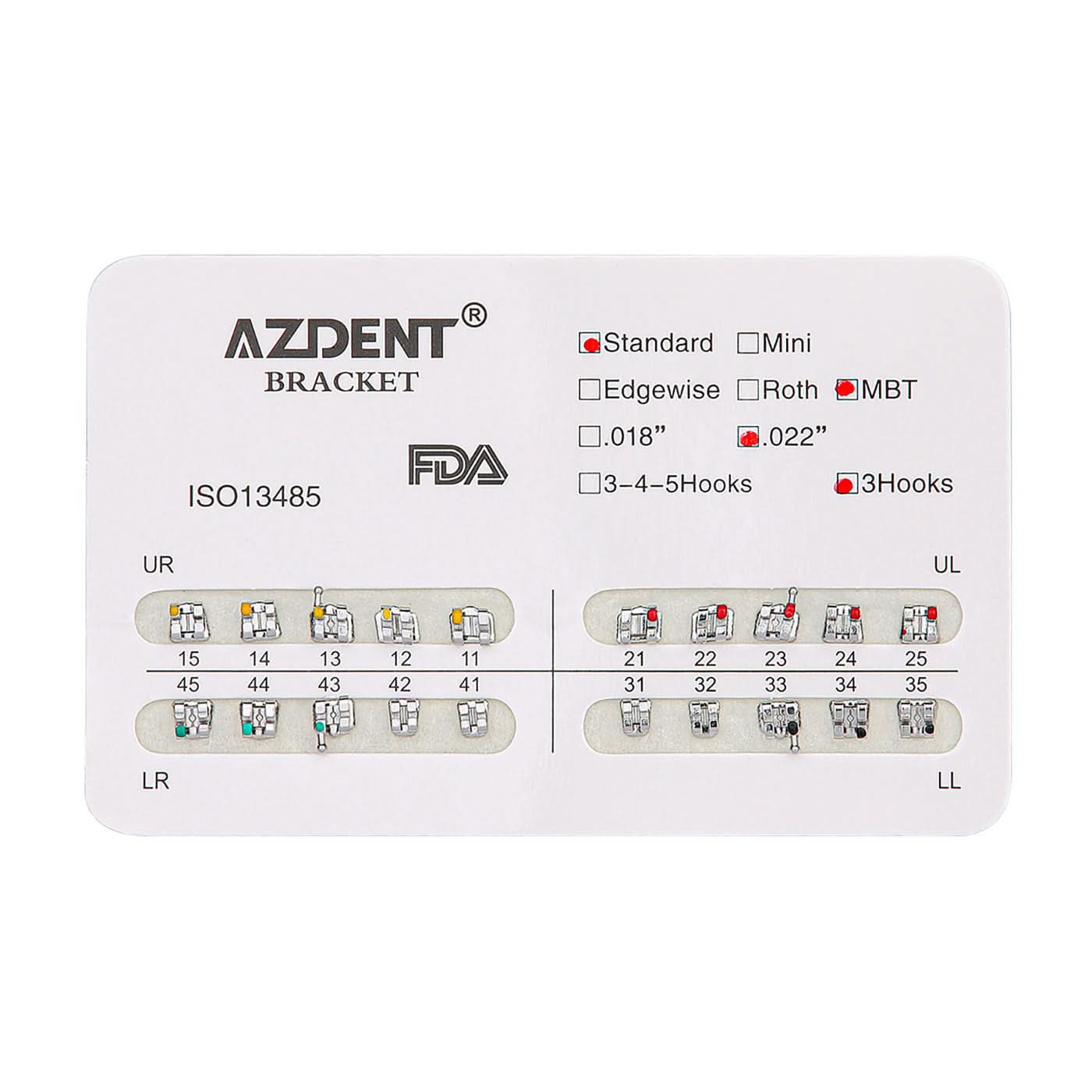 Orthodontic Standard Metal Brackets MBT 0.022 Hooks 3 - pairaydental.com