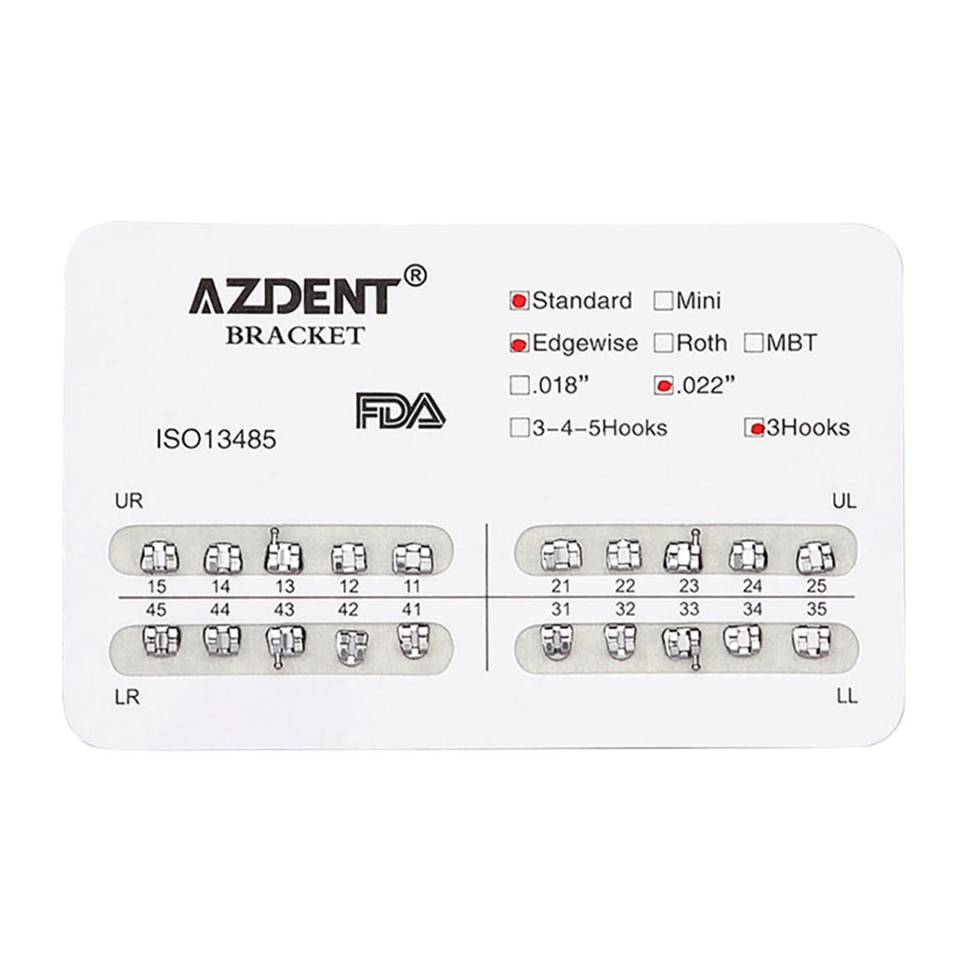 Orthodontic Standard Metal Brackets Edgewise 0.022 Hooks 3 - pairaydental.com