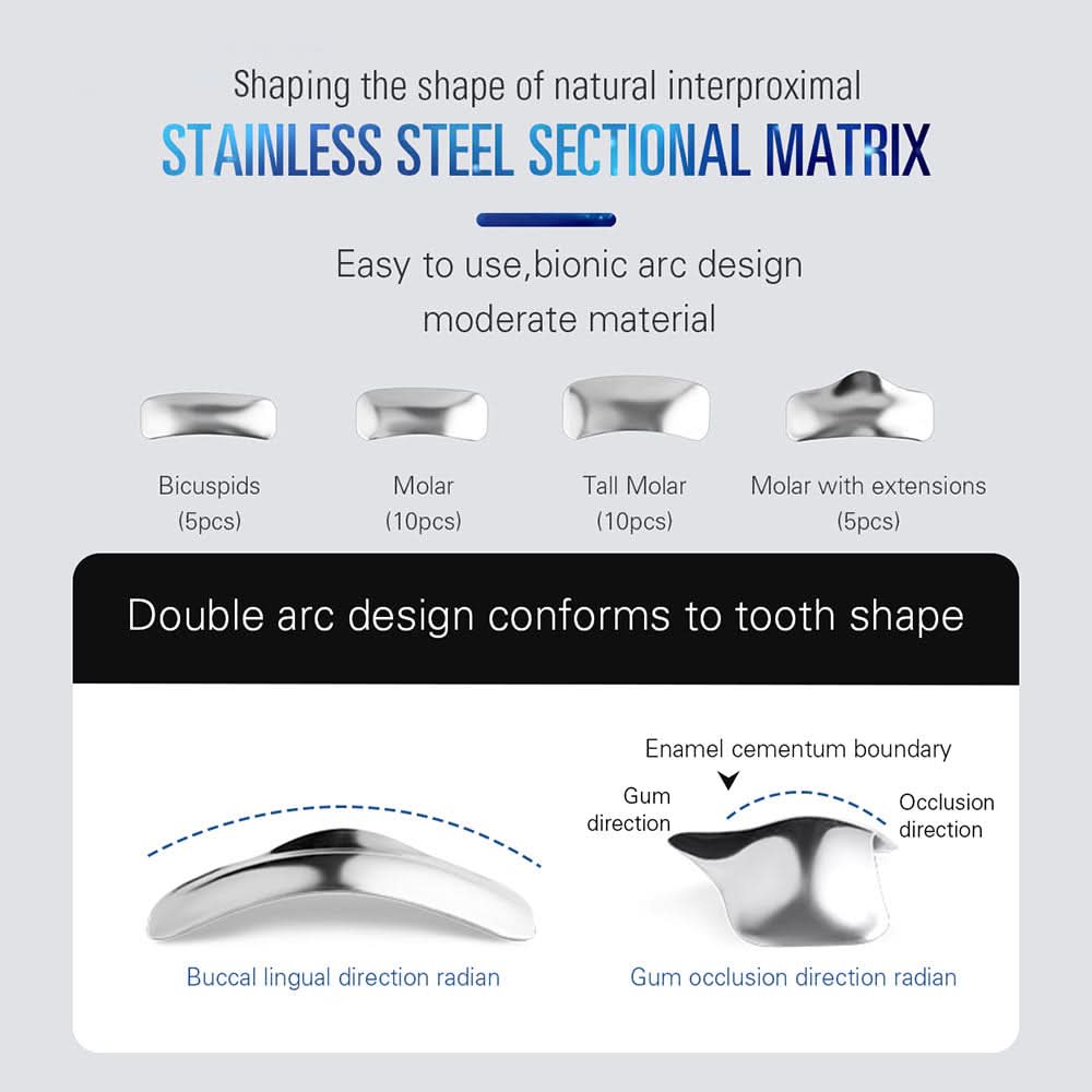 Dental Sectional Contoured Metal Matrices Matrix Refill Kit 30pcs/Box - pairaydental.com