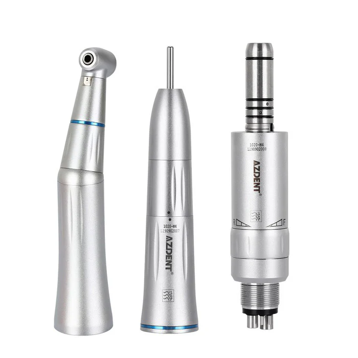 1:1 Low Speed Contra Angle & Straight Handpiece & 4 Holes Internal Water Spray Air Motor Set