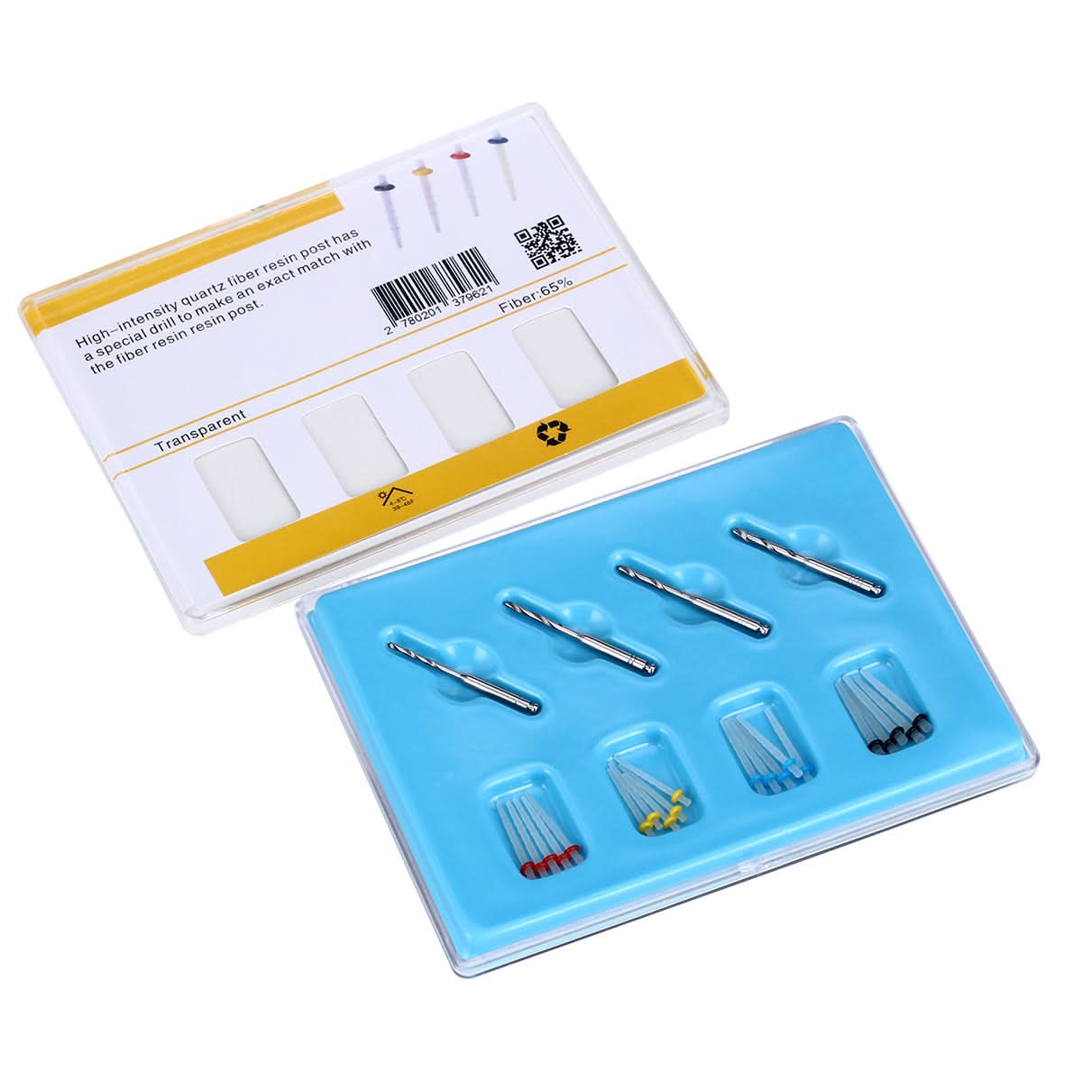 Dental Quartz Fiber Post Teeth Restore 4 Drills& 20 Fiber Posts ...
