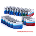 Dental Diamond Burs FG 1.6MM 20 Assorted Types 100pcs/Kit - pairaydental.com